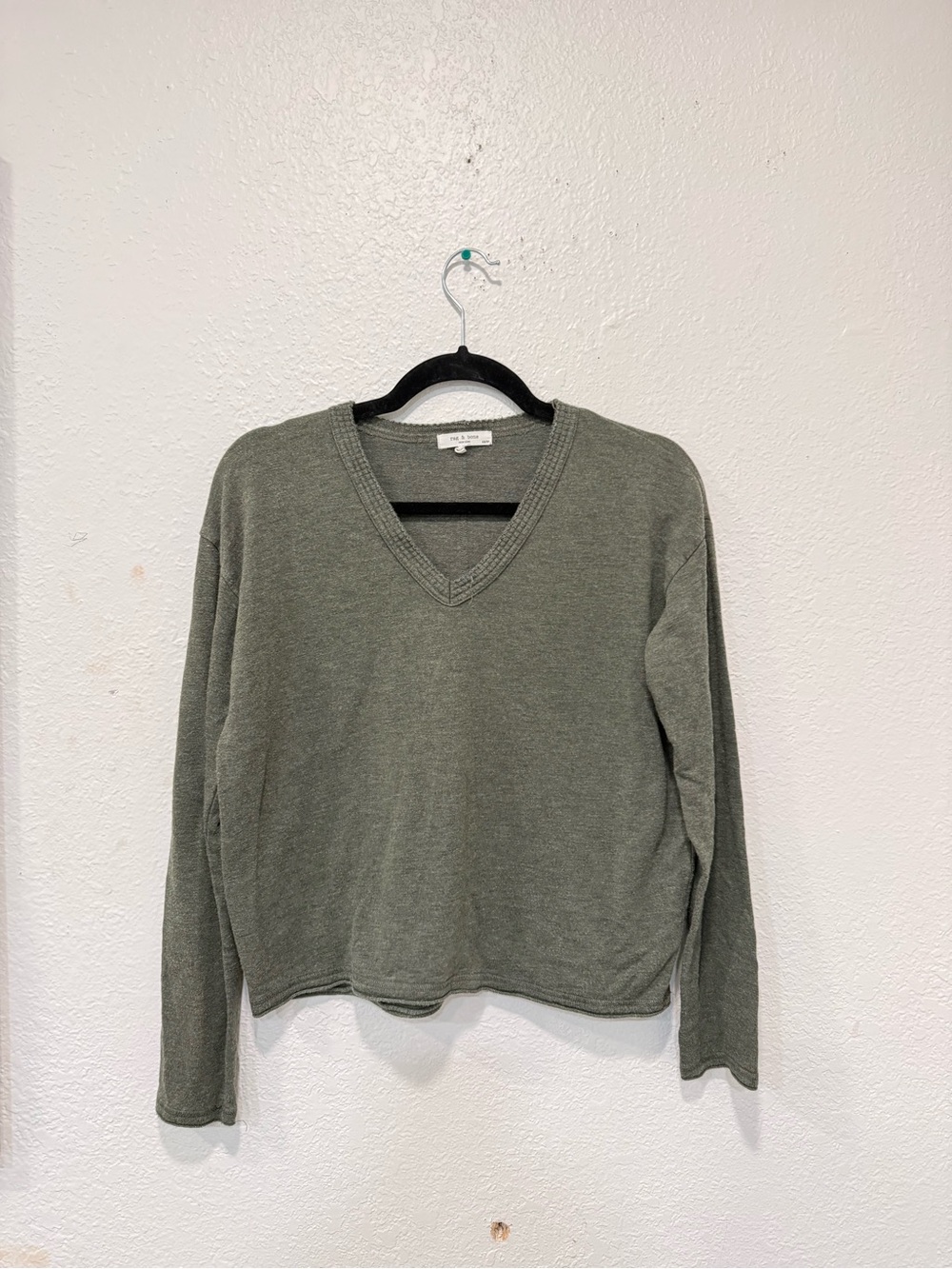Rag & Bone Women's Green LS V-Neck Top, Sz Xs